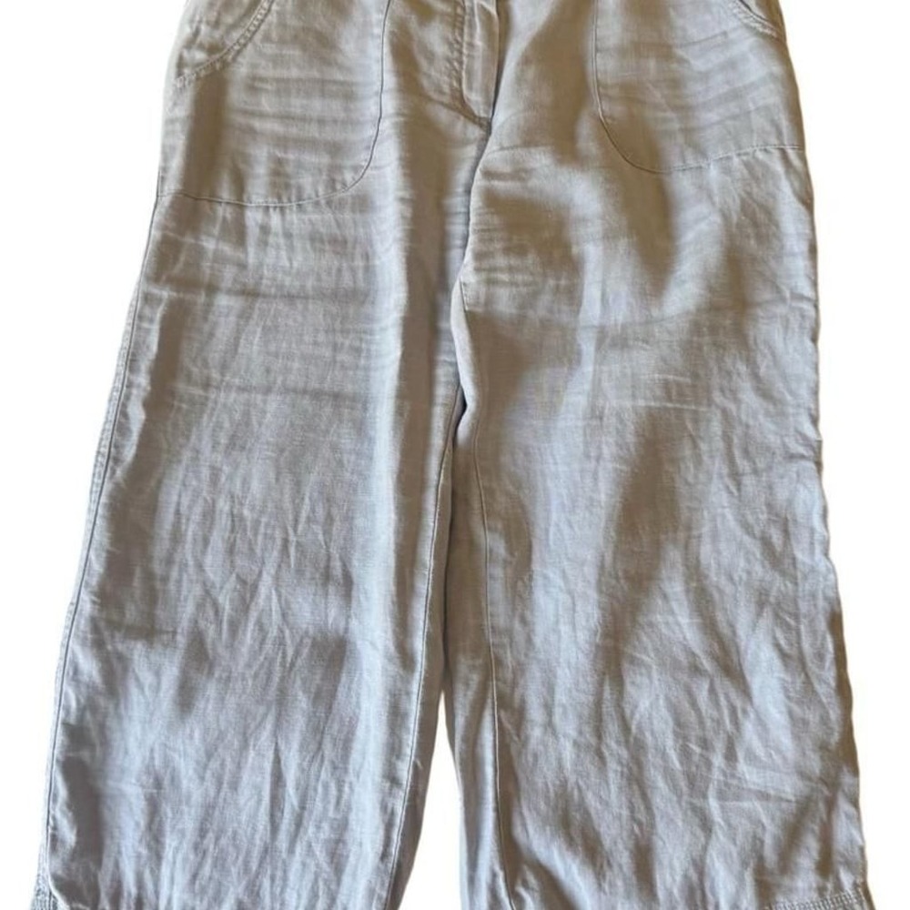 J.Jill 100% Linen Wide Leg Pants Women Beige Straw Flax Pull On Coastal